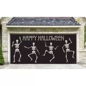 My Door Decor 7 ft. x 16 ft. Happy Halloween Skeletons Garage Door Decor Mural for Double Car Garage Car Garage