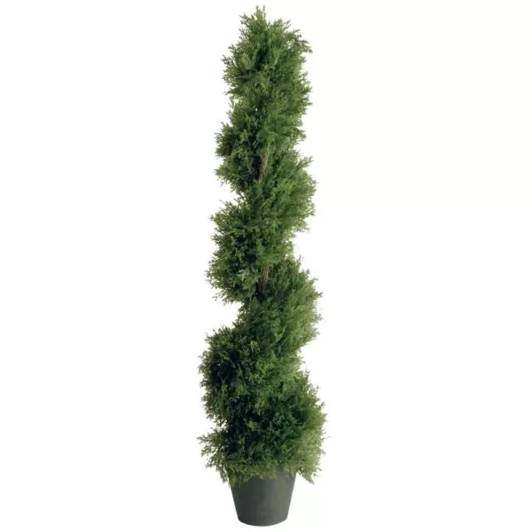 National Tree Company 4 ft. Upright Juniper Slim Spiral Tree with Artificial Natural Trunk in Green Round Growers Pot