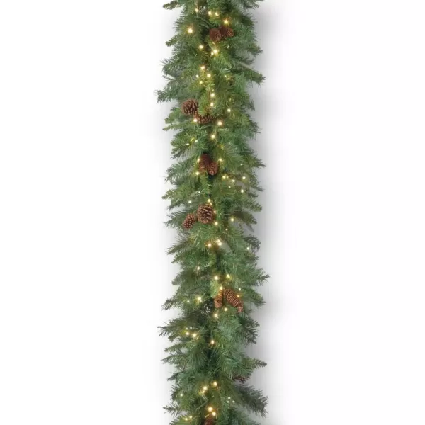 National Tree Company 9 ft. Garwood Spruce Artificial Christmas Garland with Warm White LED Lights
