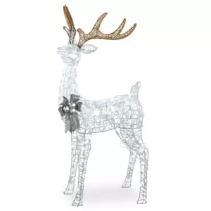 National Tree Company 65 in. Glittered Standing Buck with 200 Cool White Twinkling LED Lights