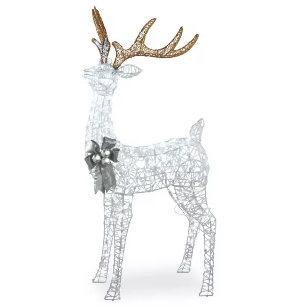 National Tree Company 65 in. Glittered Standing Buck with 200 Cool White Twinkling LED Lights