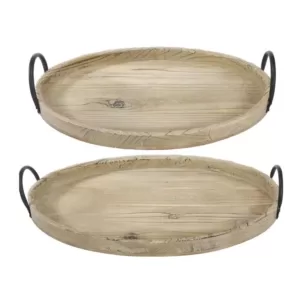 A & B Home Farmers Market Wooden Natural Trays (Set of 2)