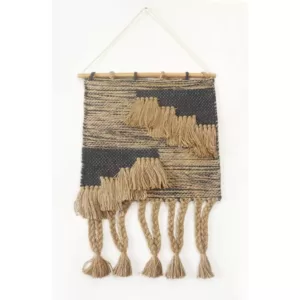 LR Home Rustic Natural / Black Fringed Wall Tapestry
