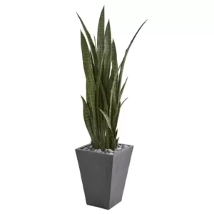 Nearly Natural Indoor 57 Sansevieria Artificial Plant in Slate Planter