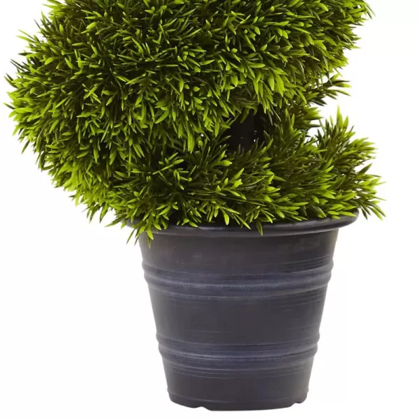 Nearly Natural 3 ft. Grass Spiral Topiary with Deco Planter