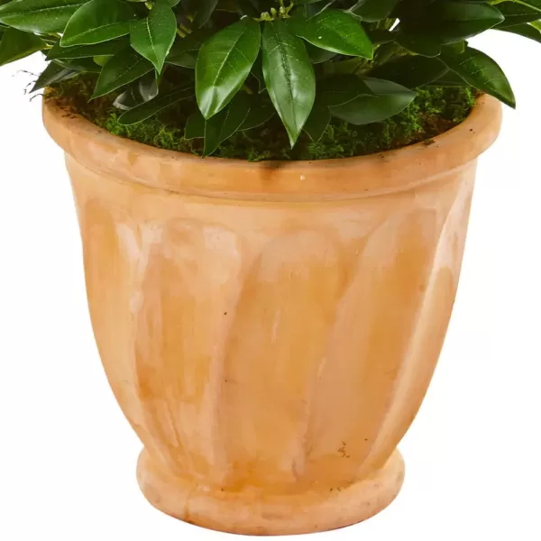 Nearly Natural Indoor/Outdoor 4.5-Ft. Bay Leaf Cone Topiary Artificial Tree in Terra Cotta Planter