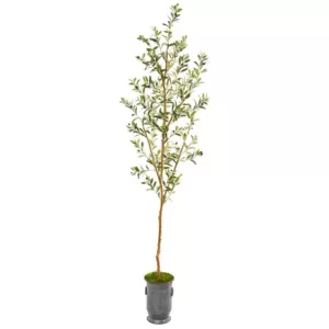Nearly Natural 7.5 ft. Olive Artificial Tree in Decorative Planter
