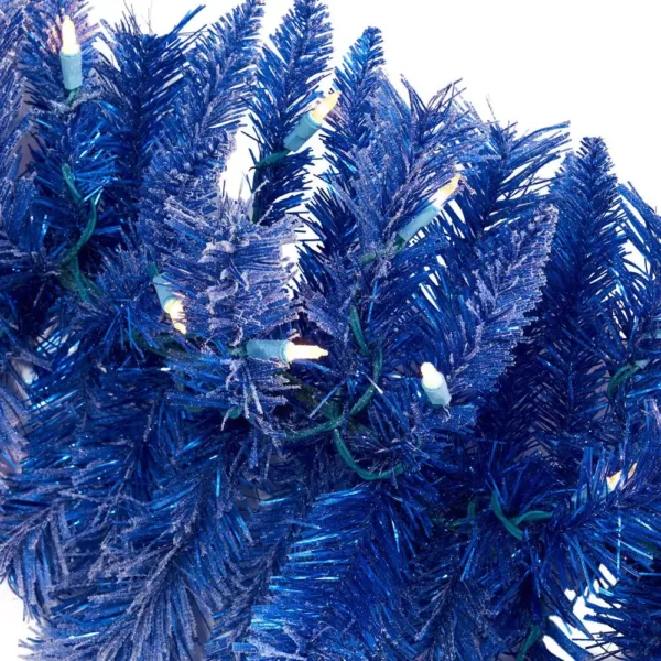 Nearly Natural 6 ft. Pre-Lit Blue Artificial Christmas Garland with 50 Warm White Lights
