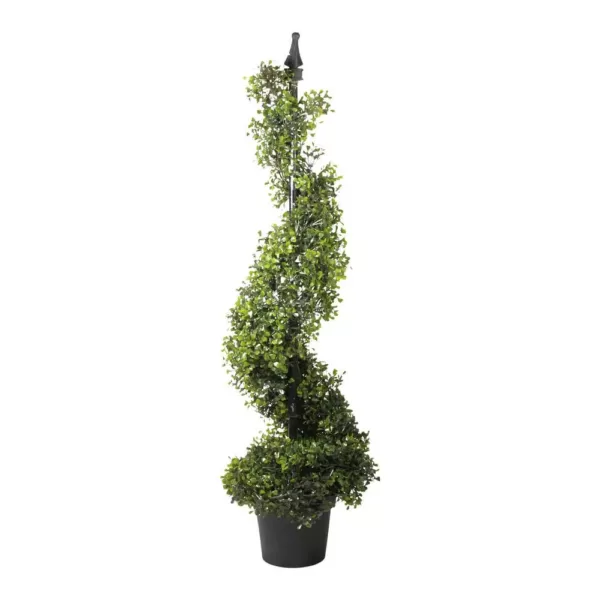 Northlight 46.5 in. Potted Artificial 2-Tone Boxwood Spiral Topiary Tree