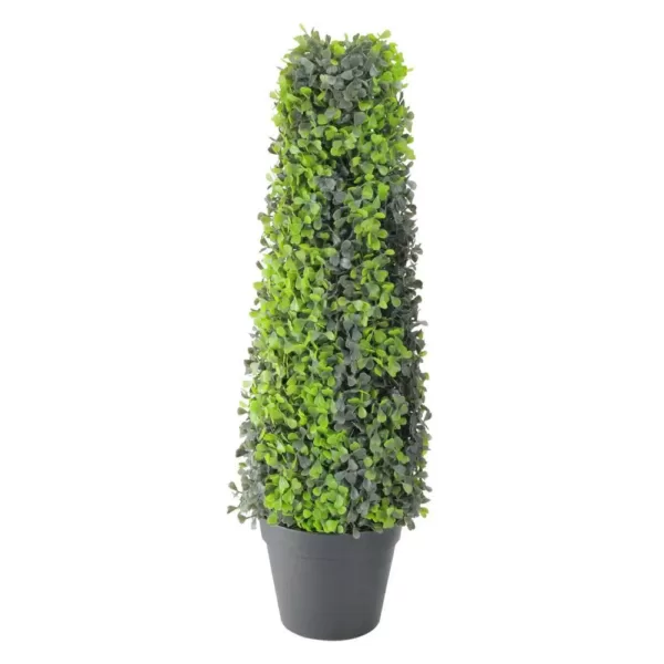 Northlight 25 in. Potted Artificial 2-Tone Boxed Cone Topiary Tree