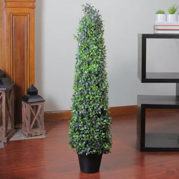 Northlight 36 in. Potted Artificial 2-Tone Boxwood Topiary Tree