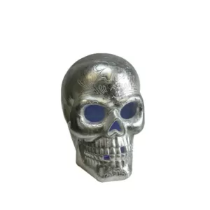 Northlight 14 in. LED Silver Metallic Day of the Dead Skull