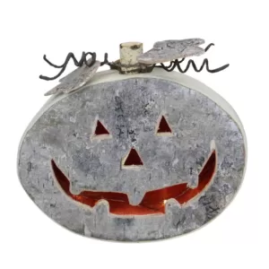 Northlight 8.5 in. Halloween Gray LED Battery Operated Jack-O-Lantern Table Top Decoration