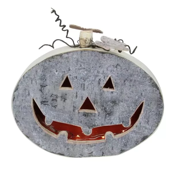 Northlight 10.5 in. Halloween Gray LED Battery Operated Jack-O-Lantern Table Top Decoration