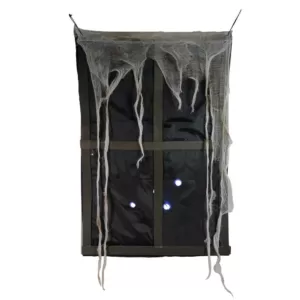 Northlight 41 in. Lighted Ghostly Faux Window with Sound and Tattered Curtain Halloween Decoration