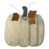 Northlight 18.5 in. Large White Wooden Fall Harvest Pumpkin with Leaves and Stem