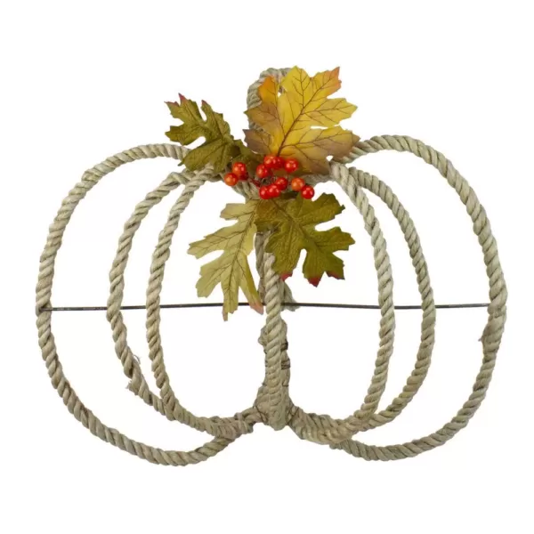 Northlight 14 in. Autumn Foliage and Rope Pumpkin Wall Hanging Decor