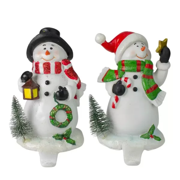 Northlight 7.25 in. Glitter Dusted Snowman Christmas Stocking Holders (Set of 2)