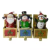 Northlight Santa Snowman and Penguin Jack in the Box Christmas Stocking Holders (Set of 3)
