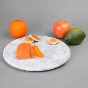 Creative Home 12 in. Off-White Natural Marble Round Board Cheese Serving Plate, Dessert Cake Service Board