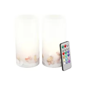 Lavish Home Seashell LED Flameless Candle Set (Set of 2)