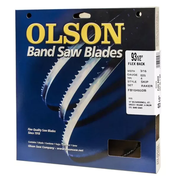 Olson Saw 93-1/2 in. L x 1/2 in. W with 3-TPI High Carbon Steel with Hardened Edges Band Saw Blade