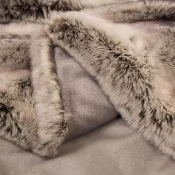 Glitzhome 60 in. H Ombre Gray Faux Fur Luxury Throw Blanket