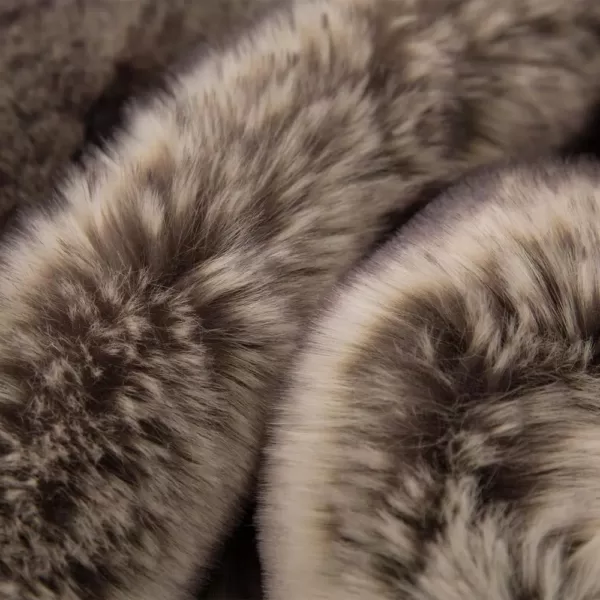 Glitzhome 60 in. H Ombre Gray Faux Fur Luxury Throw Blanket