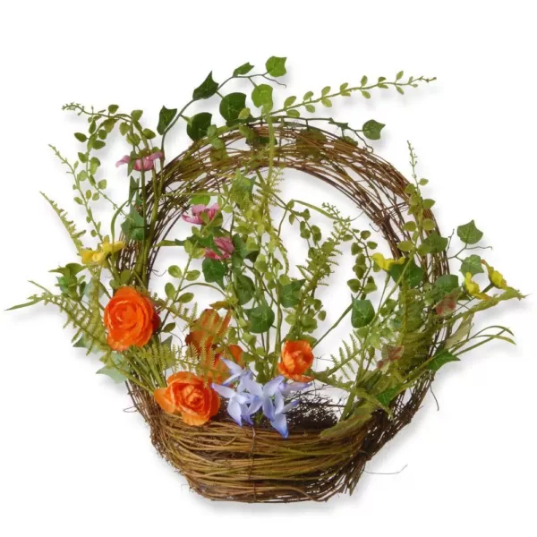 National Tree Company 16 in. Spring Wreath with Basket