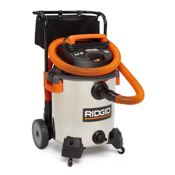 RIDGID 16 Gal. 6.5-Peak HP Stainless Steel Wet/Dry Shop Vac with Filter, 7 ft. Hose, 10 ft. Pro Hose and Accessories