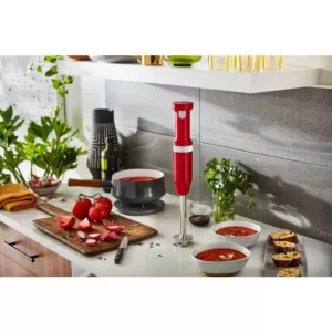 KitchenAid Cordless Variable Speed Passion Red Hand Blender with Chopper and Whisk attachment