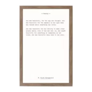 Petal Lane Beauty - F. Scott Fitzgerald, Rustic Brown Frame, Magnetic Memo Board