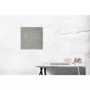 Petal Lane Beach Life Slat Board, Gray/White Letters, Memo Board