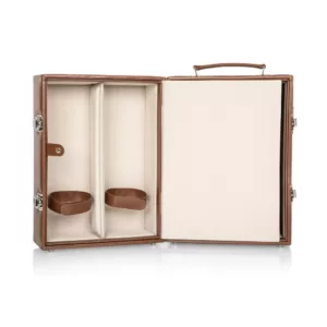 Picnic Time Manhattan Cocktail Case - Mahogany Brown with Tan Accents