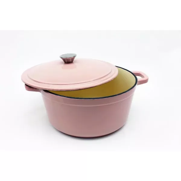 BergHOFF Neo 7 qt. Round Cast Iron Casserole Dish in Pink with Lid