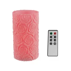 Lavish Home Rose Embossed LED Flameless Candle with Remote Control