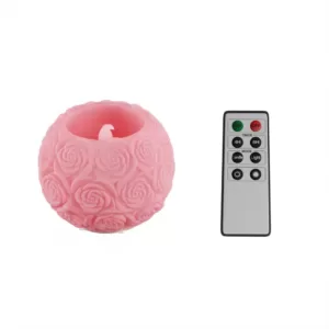 Lavish Home Rose Embossed Ball LED Flameless Candle with Remote Control