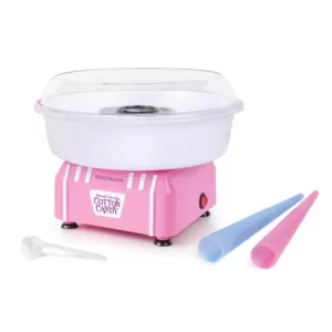 Nostalgia Hard & Sugar-Free Pink Cotton Candy Maker with 2 Cotton Candy Cones