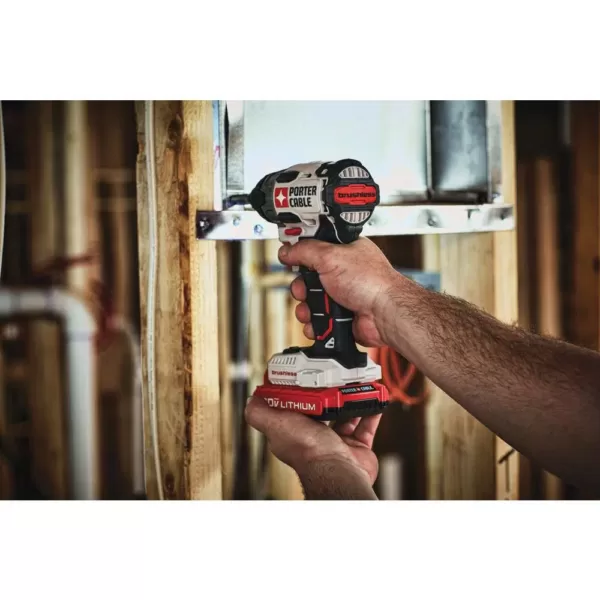 Porter-Cable 20-Volt MAX Lithium-Ion Brushless Cordless 1/4 in. Impact Driver with 2 Batteries 1.5 Ah and Charger