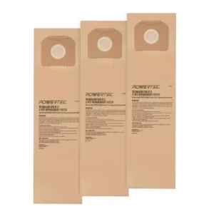 POWERTEC 15 Gal. High Efficiency Filter Bags for PORTER-CABLE 7814 Power Tool Triggered Vacuum (3-Pack)