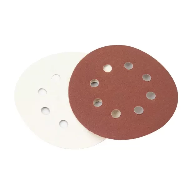 POWERTEC 5 in. 180-Grit Aluminum Oxide Hook and Loop 8-Hole Disc (25-Pack)