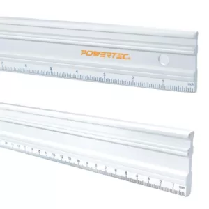POWERTEC 24 in. Anodized Aluminum Straight Edge Ruler Etched in Both Millimeter and Inch Calibrations