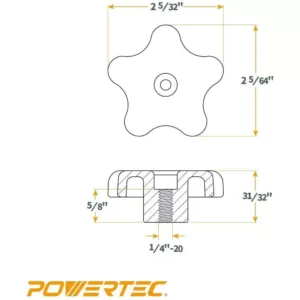 POWERTEC T-Track Knob Kits (12-Pack)