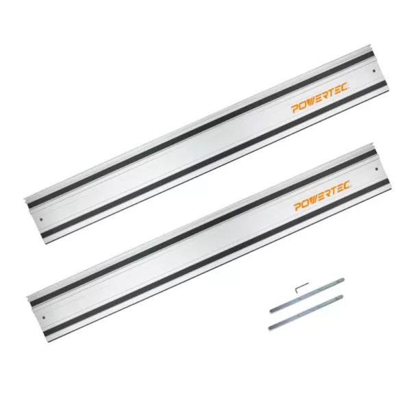POWERTEC 55 in. Track Saw Guide Rail with Connector for Makita or Festool Track Saw (2-Pack)