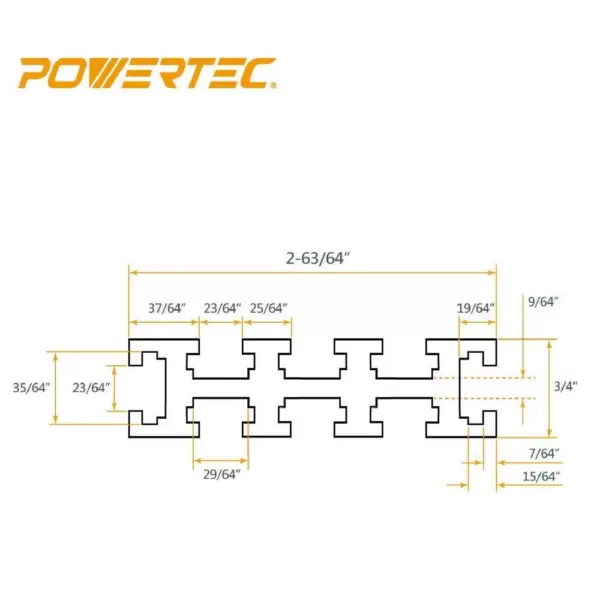 POWERTEC 3 in. x 24 in. Aluminum Multi T-Track Fence for Jigs and Fixtures with Laser Measured Right to Left