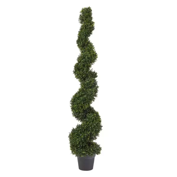 Pure Garden 60 in. Faux Boxwood Spiral Topiary