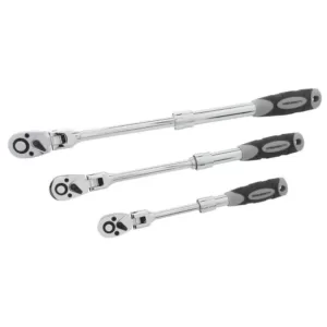 STEELMAN PRO 1/4 in., 3/8 in., and 1/2 in. Drive 72-Tooth Extendable Flex-Head Ratchet Set (3-Piece)