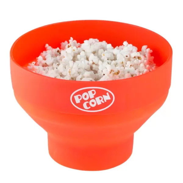 Chef Buddy 80 oz. Red Silicone Microwave Popcorn Popper Bowl