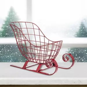 Godinger Red Santa Sleigh Wire Basket
