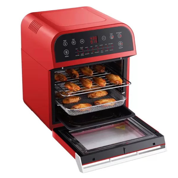 GoWISE USA 1600 W Red Rotisserie Oven and 12.7 Qt. Electric Air Fryer